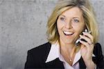 Close-up of a businesswoman talking on a mobile phone