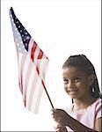 Close-up of a girl holding an American Flag