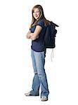 Girl with backpack smiling