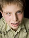 Portrait of a boy wearing braces