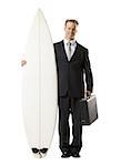 Surfing businessman