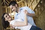 Close-up of a young couple smiling