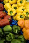 High angle view of bell peppers