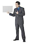 Businessman holding a blank sign