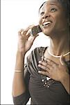 Close-up of a young woman talking on a mobile phone