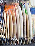Surfboards against a wall