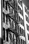 Low angle view of a fire escape outside a building
