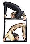 Female contortionist duo with box prop