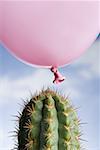 Gros plan d'un ballon au-dessus d'un cactus