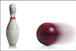 Bowling pin and ball in motion