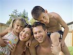 Portrait of a family smiling together