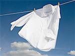 Close-up of a shirt hanging on a clothesline