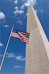 Washington Memorial and American Flag, Washington DC, USA