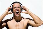 Man Wearing Headphones