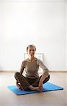 Woman Sitting on Exercise Mat