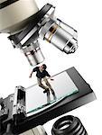 Miniature Man on Microscope