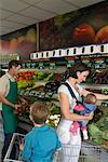 Mother and Children Grocery Shopping