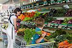 Mother and Children Grocery Shopping