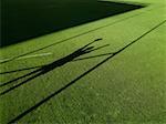 Shadow of rugby player and rugby post