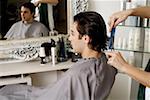 Young man having a haircut