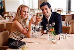 Couple drinking wine  in a restaurant