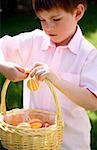 Little boy with Easter egg basket