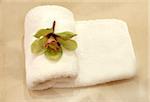 Folded towel with flower