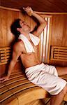 A man enjoying a sauna