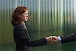 Businesswoman and Businessman Greeting