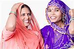 Close-up of two young women smiling