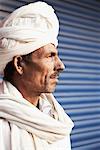 Close-up of a mature man wearing a turban