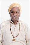 Portrait of a sadhu looking serious