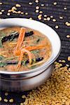 Close-up of a bowl of black lentil curry