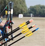 Close-up of bow and arrows