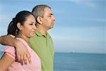 Side profile of a mid adult couple looking away