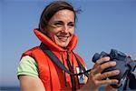 Woman wearing a life jacket