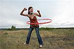 Woman Playing with Hula-Hoop
