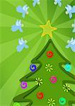 Weihnachtsbaum mit Engel fliegen um es dekoriert