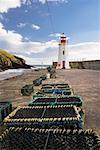 Crab Traps and Lighthouse, Caithness, Scotland, UK