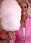 Portrait of Woman Holding Cotton Candy