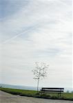 Banc en bord de route dans le paysage rural