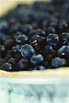 Uncooked blueberry pie, extreme close-up