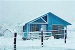 Chalet in snow