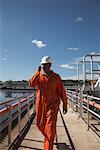 Worker Using Walkie Talkie