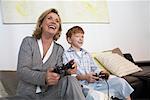 Grandmother and Grandson Playing Video Games