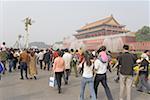 China, Beijing, Tiananmen Square, crowd in front of Forbidden City