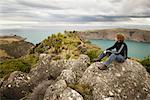 Man Looking into Distance, Banks Peninsual, New Zealand