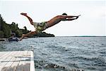 Man Jumping Into Lake