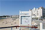 France, Aquitaine, Saint Jean de Luz, beach and information sign