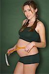 Schwangere Frau Messung Magen